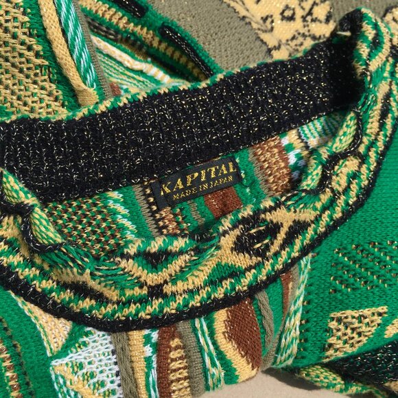 KAPITAL Japan Gaudy Knit Green Crew Neck Pullover Sweater Size S-XL - Picture 9 of 10